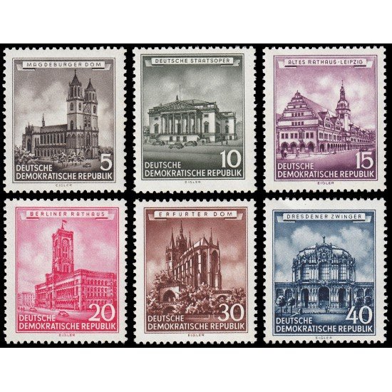 Alemania Oriental 229/34 1955 Edificios históricos MNH Alemania Oriental 229/34 1955 Edificios históricos MNH