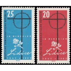 Alemania Oriental 604/05 1962 20 aniv. de la destrucción de Lidice, Checoslovaquia MNH Alemania Oriental 604/05 1962 20 aniv. de la destrucción de Lidice, Checoslovaquia MNH