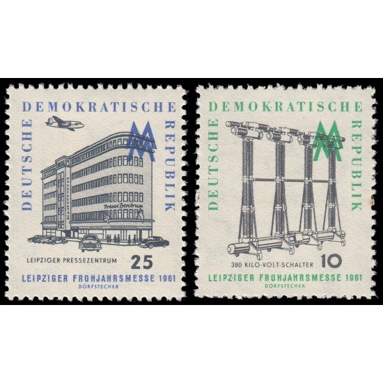 Alemania Oriental 528/29 1961 Feria de primavera de Leipzig MNH Alemania Oriental 528/29 1961 Feria de primavera de Leipzig MNH