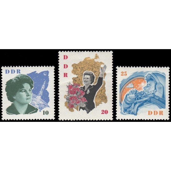 Alemania Oriental 691/93 1963 Visita de la cosmonauta Teresa Terechkova MNH Alemania Oriental 691/93 1963 Visita de la cosmonauta Teresa Terechkova MNH