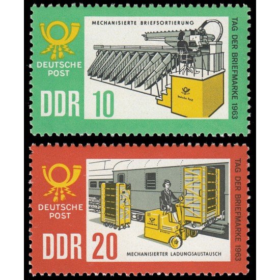 Alemania Oriental 701/02 1963 Día del sello MNH Alemania Oriental 701/02 1963 Día del sello MNH