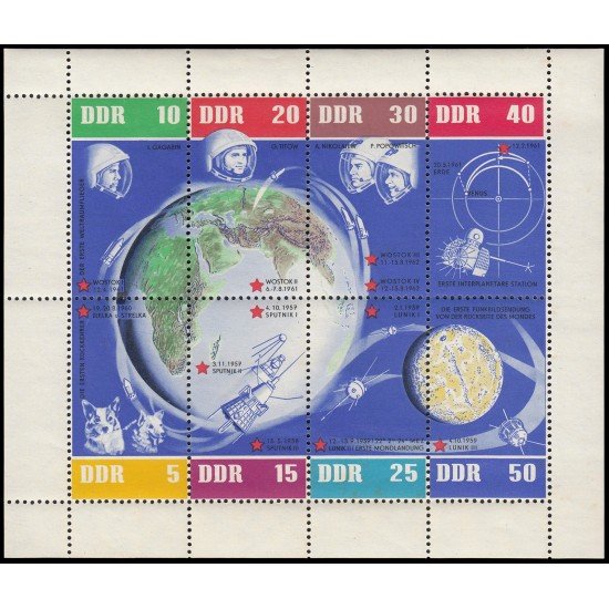 Alemania Oriental Germany HB 12 1962 5 aniv. de los vuelos cósmicos soviéticos MNH Alemania Oriental Germany HB 12 1962 5 aniv. de los vuelos cósmicos soviéticos MNH