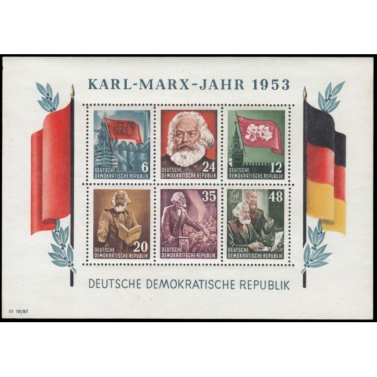Alemania Oriental Germany HB 2 1953 70 Aniversario de la muerte de Karl Marx MNH Alemania Oriental Germany HB 2 1953 70 Aniversario de la muerte de Karl Marx MNH