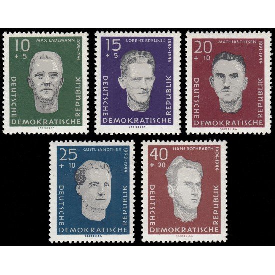 Alemania Oriental 479/83 1960 En recuerdo de los antisfascistas de Sachsenhausen MNH Alemania Oriental 479/83 1960 En recuerdo de los antisfascistas de Sachsenhausen MNH
