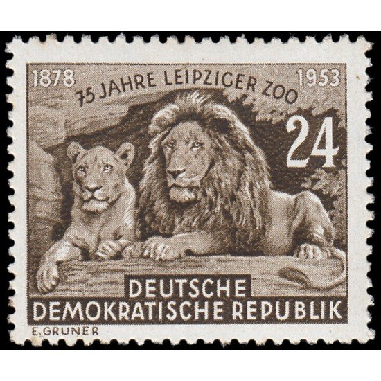 Alemania Oriental 138 1953 75 años del zoo de Leipzig MH Alemania Oriental 138 1953 75 años del zoo de Leipzig MH