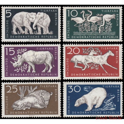 Alemania Oriental 276/81 1956 Parque zoológico de Berlín Animales MH