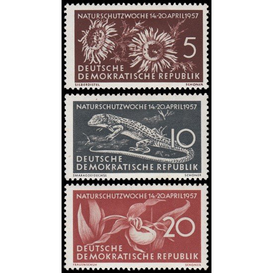 Alemania Oriental 286/88 1957 Protección de la naturaleza Flores MH Alemania Oriental 286/88 1957 Protección de la naturaleza Flores MH
