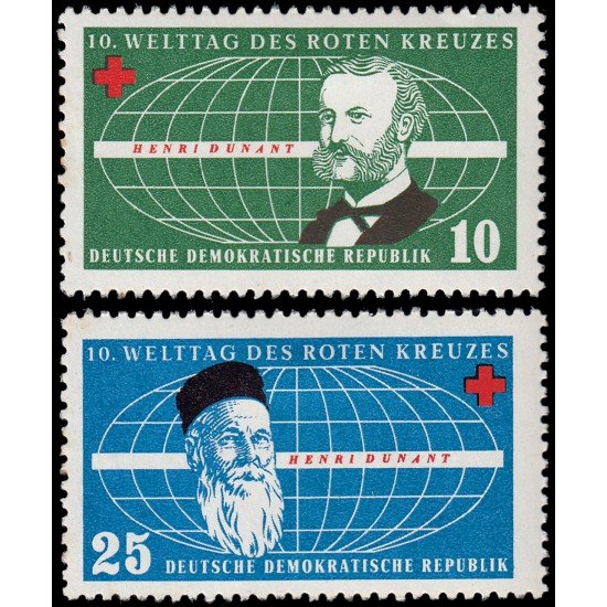 Alemania Oriental 297/98 1957 Henri Dunant Cruz Roja MH Alemania Oriental 297/98 1957 Henri Dunant Cruz Roja MH