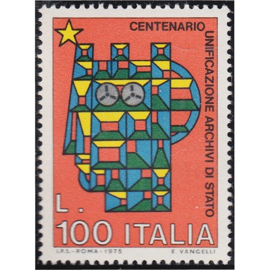 Italia Italy 1236 1975 Centenario de la unificación de los archivos del estado MNH