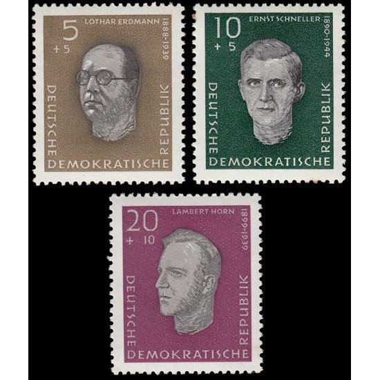 Alemania Oriental 468/70 1960 Construcción del monumento nacional de Sachsenhaus MH Alemania Oriental 468/70 1960 Construcción del monumento nacional de Sachsenhaus MH