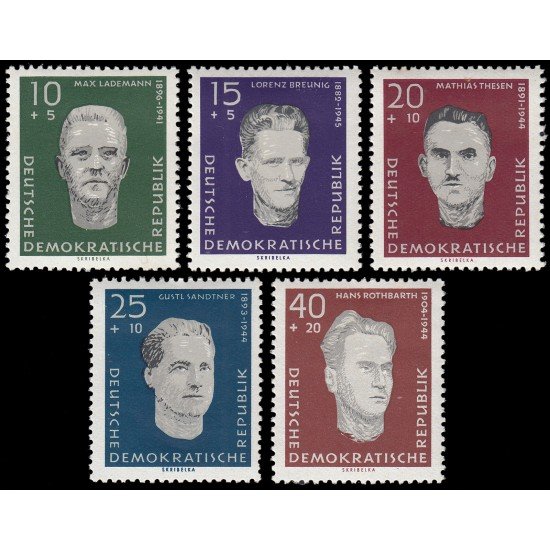 Alemania Oriental 479/83 1960 En recuerdo de los antisfascistas de Sachsenhausen MH Alemania Oriental 479/83 1960 En recuerdo de los antisfascistas de Sachsenhausen MH