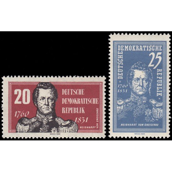 Alemania Oriental 508/09 1960 Bicentenario del nacimiento del conde Neidhardt por Gneisenau MH Alemania Oriental 508/09 1960 Bicentenario del nacimiento del conde Neidhardt por Gneisenau MH