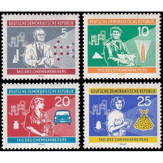 Alemania Oriental 515/18 1960 Día de los empleados del sector químico MH Alemania Oriental 515/18 1960 Día de los empleados del sector químico MH