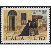 Italia Italy 1286 1976 150º Aniv. del pintor Silvestre Lega obra La visita MNH