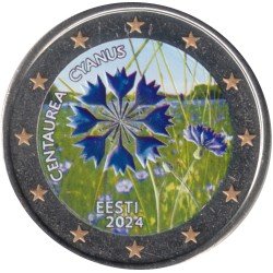 Estonia 2024 2 € euros conmemorativos Color El Aciano Flor de Estonia Estonia 2024 2 € euros conmemorativos Color El Aciano Flor de Estonia