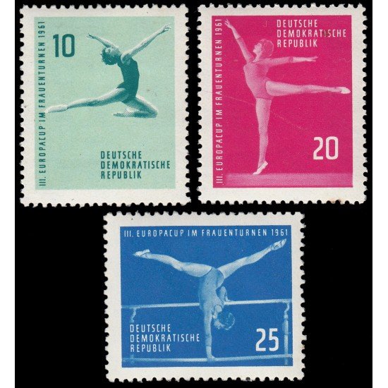 Alemania Oriental 546/48 1961 Copa de Europa de gimnasia femenina MH Alemania Oriental 546/48 1961 Copa de Europa de gimnasia femenina MH