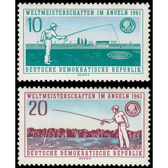 Alemania Oriental 554/55 1961 Campeonato del mundo de pesca con caña en Dresde MH Alemania Oriental 554/55 1961 Campeonato del mundo de pesca con caña en Dresde MH