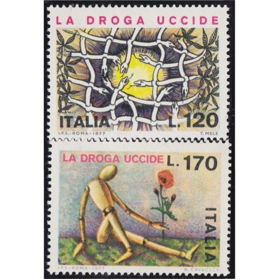 Italia Italy 1292/93 1977 Campaña contra las drogas MNH
