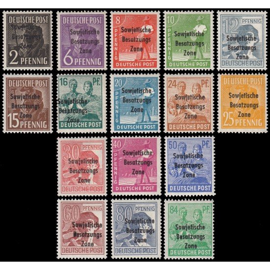 Alemania Oriental 8/23 1948 Emisiones Generales Sellos de zonas A.A.S. de 1947 sobrecargados MH Alemania Oriental 8/23 1948 Emisiones Generales Sellos de zonas A.A.S. de 1947 sobrecargados MH