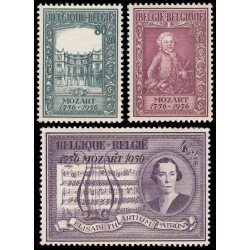 Bélgica 987/89 1956 Bicentenario del nacimiento de Mozart MNH Bélgica 987/89 1956 Bicentenario del nacimiento de Mozart MNH