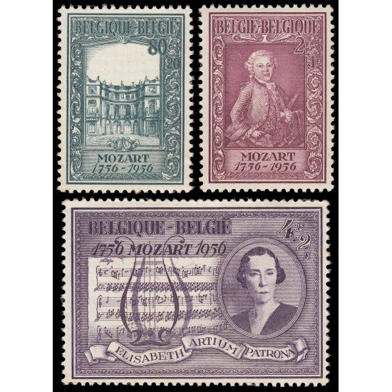 Bélgica 987/89 1956 Bicentenario del nacimiento de Mozart MNH Bélgica 987/89 1956 Bicentenario del nacimiento de Mozart MNH