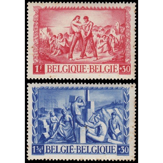 Bélgica 697/98 1945 A favor de los damnificados MNH