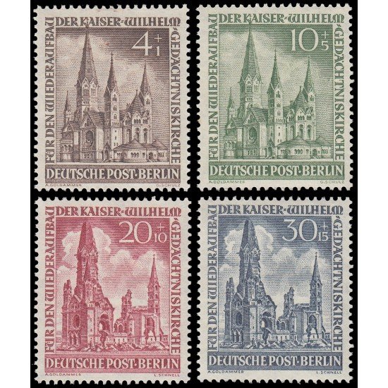 Alemania Berlín 92/95 1953 Reconstrucción de la Iglesia Memorial del Káiser Guillermo MNH Alemania Berlín 92/95 1953 Reconstrucción de la Iglesia Memorial del Káiser Guillermo MNH