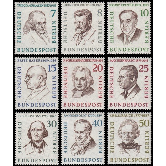 Alemania Berlín 144/51 1957-59 Hombres de la historia de Berlín MNH Alemania Berlín 144/51 1957-59 Hombres de la historia de Berlín MNH