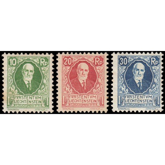 Liechtenstein 72/74 1925 85 aniv. del príncipe Juan II MH Liechtenstein 72/74 1925 85 aniv. del príncipe Juan II MH