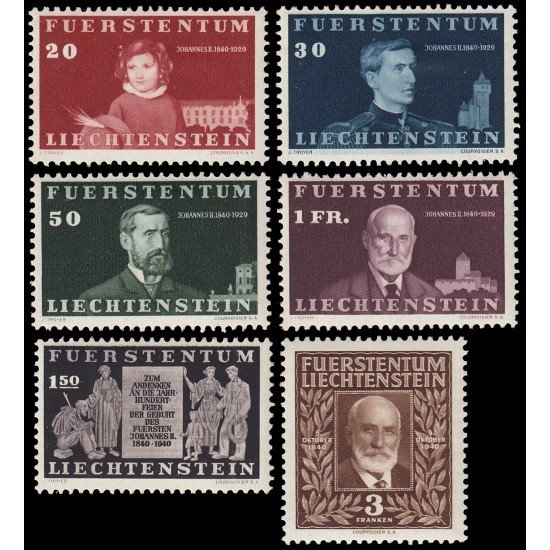 Liechtenstein 161/66 1940 Centenario del nacimiento del príncipe Juan II MH Liechtenstein 161/66 1940 Centenario del nacimiento del príncipe Juan II MH