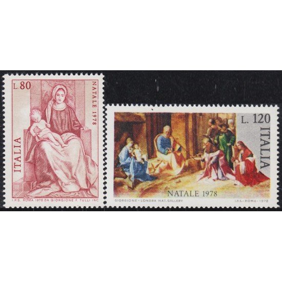 Italia Italy 1362/63 1978 Navidad cuadros de Giorgioni MNH