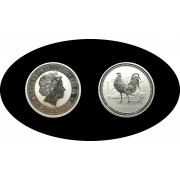 Australia 2 OZ onza 2005 Año del gallo Year of the Rooster 2$ Plata Ag