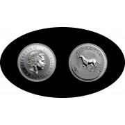 Australia 2 OZ onza 2002 Año del caballo Year of the horse 2$ Plata Ag 