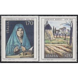 Italia 1377/78 1979 Arte italiano cuadros MNH Italia 1377/78 1979 Arte italiano cuadros MNH