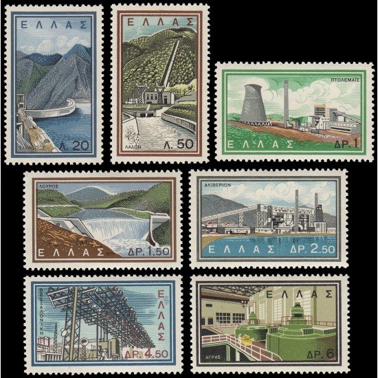 Grecia Greece 763/69 1962 Electrificación general MNH Grecia Greece 763/69 1962 Electrificación general MNH