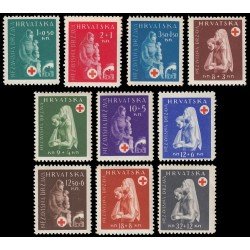 Croacia Croatia 105/14 1943 En beneficio de la Cruz Roja MNH Croacia Croatia 105/14 1943 En beneficio de la Cruz Roja MNH