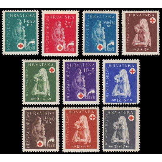 Croacia Croatia 105/14 1943 En beneficio de la Cruz Roja MNH Croacia Croatia 105/14 1943 En beneficio de la Cruz Roja MNH