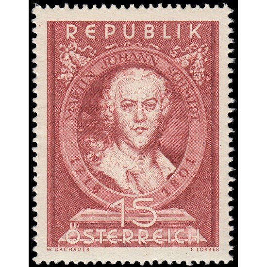 Österreich Austria 799 1951 150 aniv. de la muerte del pintor Martín Johann Schmidt MNH Österreich Austria 799 1951 150 aniv. de la muerte del pintor Martín Johann Schmidt MNH