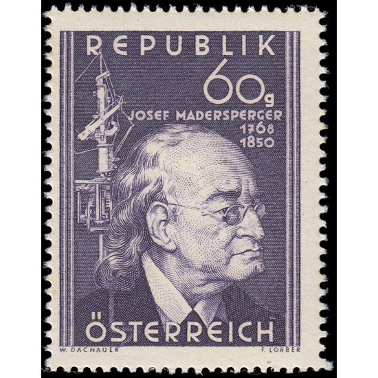 Österreich Austria 787 1950 Centenario de la muerte de Josef Madersperger inventor de la máquina de coser MNH Österreich Austria 787 1950 Centenario de la muerte de Josef Madersperger inventor de la máquina de coser MNH