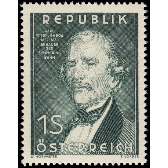 Österreich Austria 810 1952 150 aniv. del nacimiento del Dr. Karl Ghega MNH Österreich Austria 810 1952 150 aniv. del nacimiento del Dr. Karl Ghega MNH