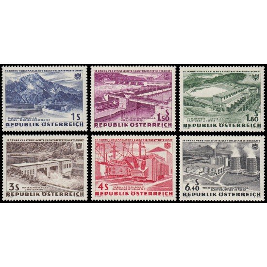 Österreich Austria 942/47 1962 15 aniv. de la nacionalización de la electricidad MNH Österreich Austria 942/47 1962 15 aniv. de la nacionalización de la electricidad MNH