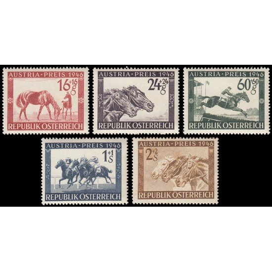 Österreich Austria 648/52 1946 Gran premio hípico de Austria en Viena MNH Österreich Austria 648/52 1946 Gran premio hípico de Austria en Viena MNH