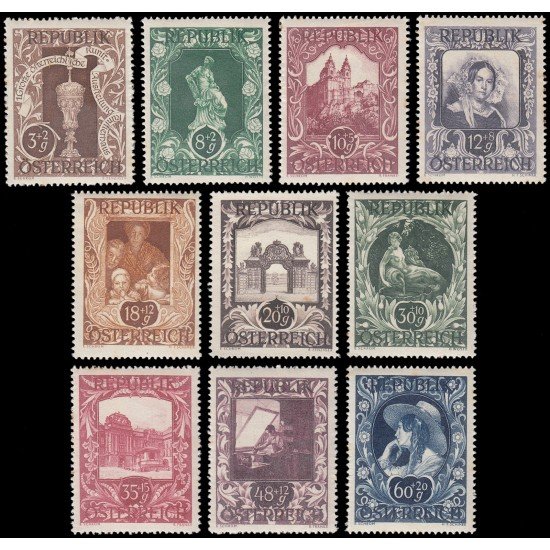 Österreich Austria 675/84 1947 Exposición de arte en la Casa de los Artistas, Viena MNH Österreich Austria 675/84 1947 Exposición de arte en la Casa de los Artistas, Viena MNH