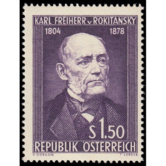 Österreich Austria 831 1954 150 aniv. del nacimiento de Karl Freiherr von Rokitansky MNH