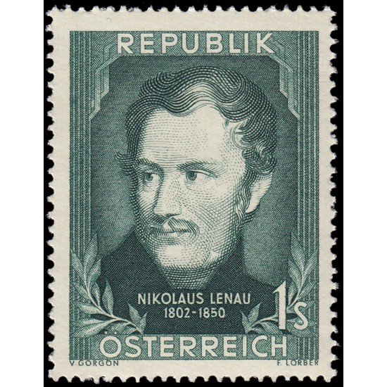 Österreich Austria 815 1952 150 aniv. del nacimiento del poeta Nikolaus Lenau MNH Österreich Austria 815 1952 150 aniv. del nacimiento del poeta Nikolaus Lenau MNH