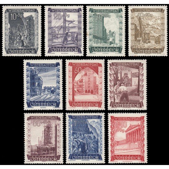 Österreich Austria 712/21 1948 En beneficio de la reconstrucción MNH Österreich Austria 712/21 1948 En beneficio de la reconstrucción MNH
