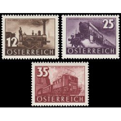 Österreich Austria 503/05 1937 Centenario del ferrocarril en Austria Locomotoras diversas MNH