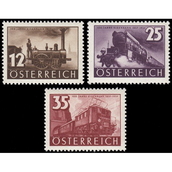 Österreich Austria 503/05 1937 Centenario del ferrocarril en Austria Locomotoras diversas MNH Österreich Austria 503/05 1937 Centenario del ferrocarril en Austria Locomotoras diversas MNH