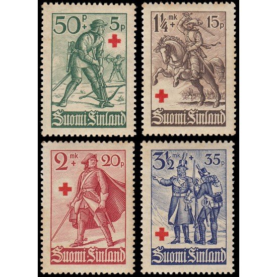 Finlandia Finland 214/17 1940 En beneficio de la Cruz Roja Soldados finlandeses a través del tiempo MNH Finlandia Finland 214/17 1940 En beneficio de la Cruz Roja Soldados finlandeses a través del tiempo MNH