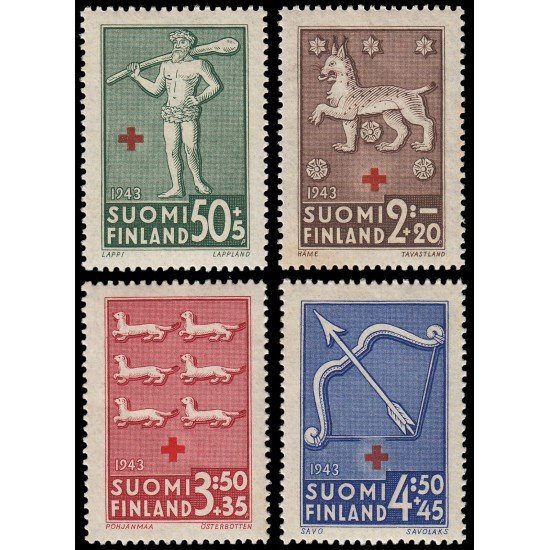 Finlandia Finland 261/64 1943 En beneficio de la Cruz Roja MNH Finlandia Finland 261/64 1943 En beneficio de la Cruz Roja MNH